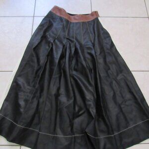 NWT Anthropologie Maeve Faux Leather Full Maxi Skirt Black/cream Size 8